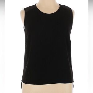 NWOT Designer Becken Black Sleeveless Blouse in Size Large